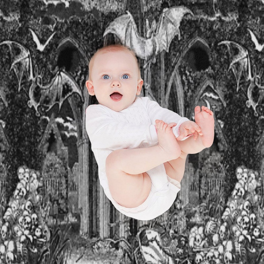 Dark Gothic Vampires Crypt Graves Bats Skulls Pattern by Moose Disco Lightweight Throw Blanket