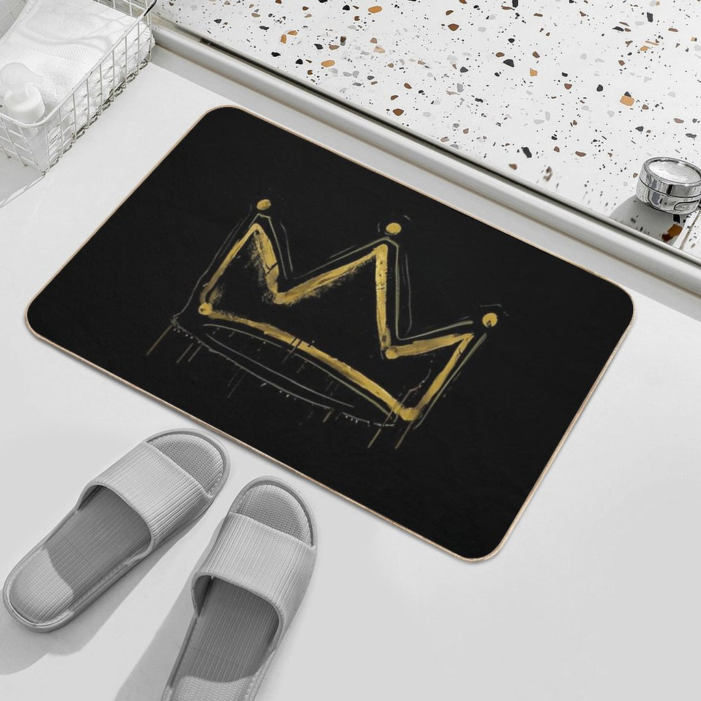 Gold Crown Graffiti  Urban Street Art Spray Paint Design  Eco-Friendly Bath Mat