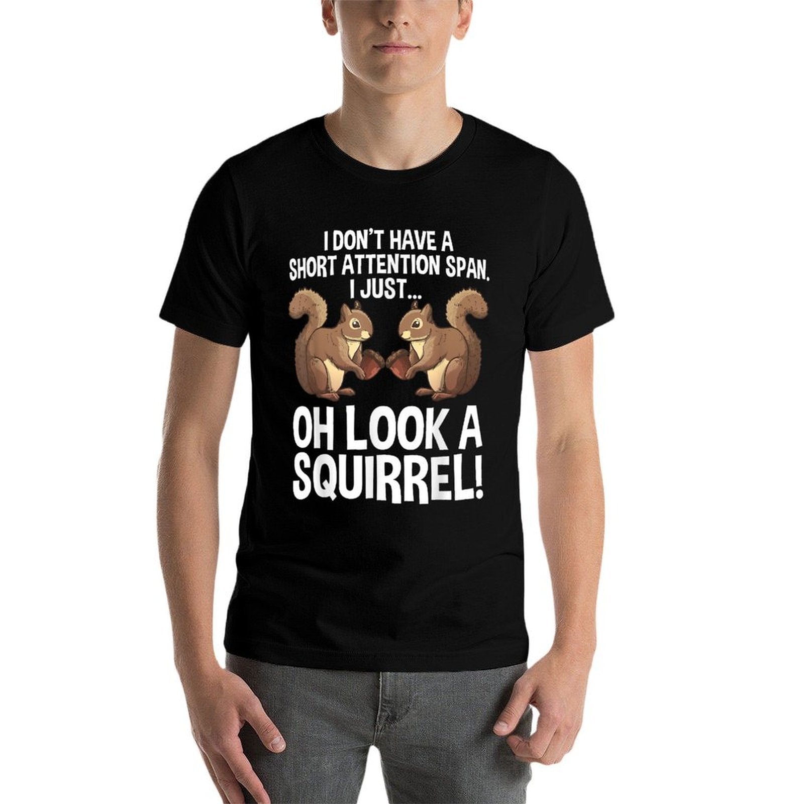 Funny ADHD Squirrel Design For Men Women Chipmunk Pet Lovers  Fade-proof Color T-Shirt