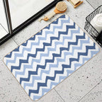 Wavy Brush Stroke Pattern Indigo & Pale Blue Durable Bath Mat