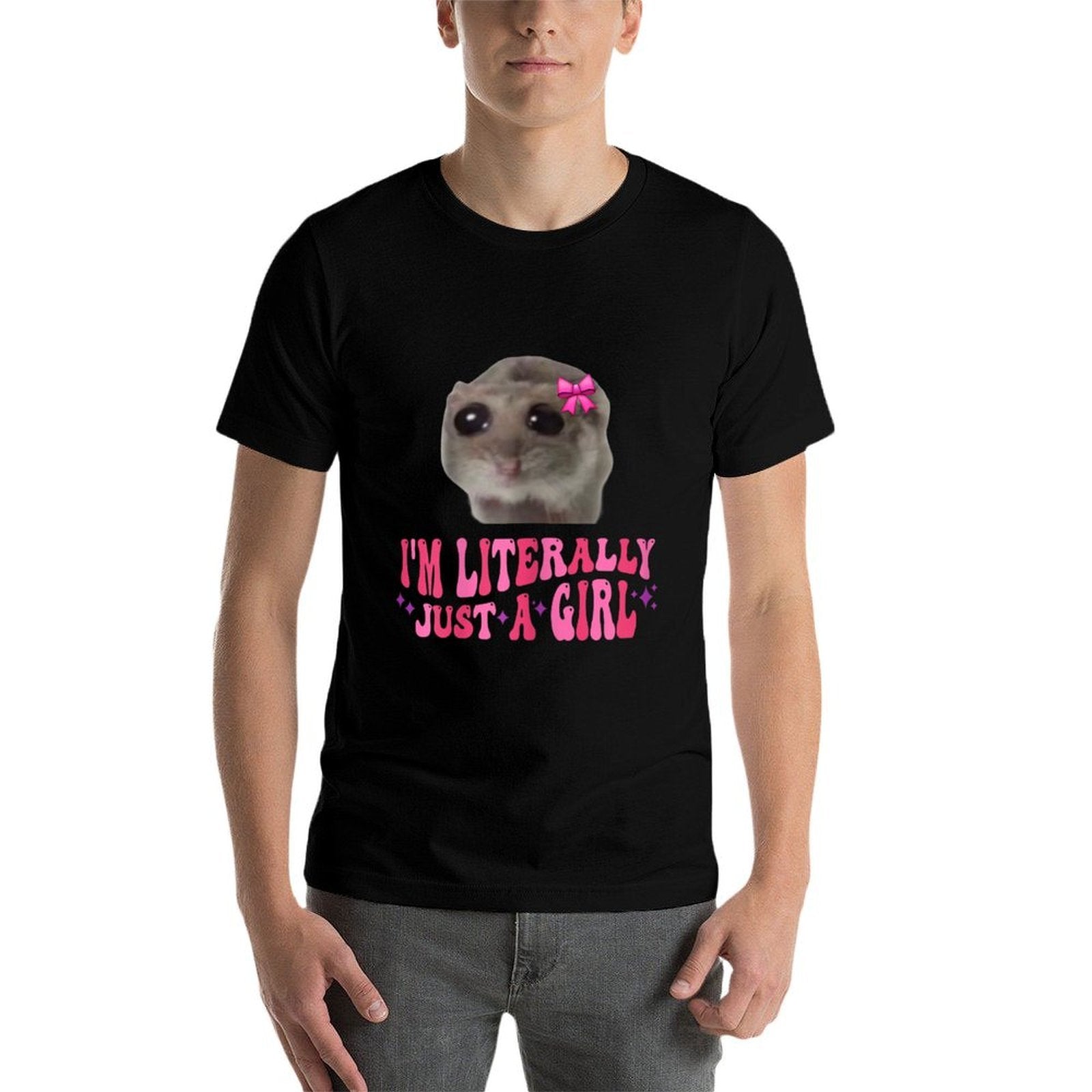 Funny Im Literally Just A Girl Sad Hamster Meme  Slim-fit Cut T-Shirt