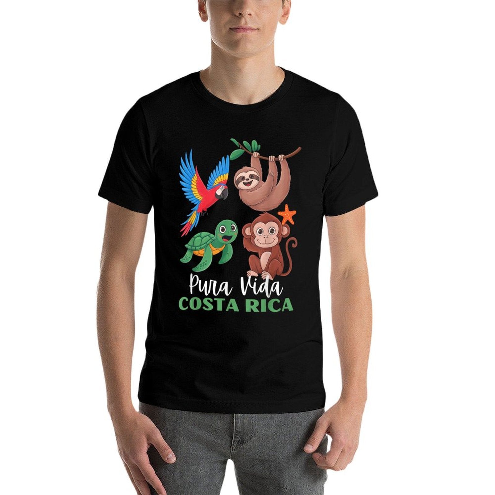 Parrot Sloth Turtle Vacation Tropical Pura Vida Costa Rica  Quick-drying T-Shirt