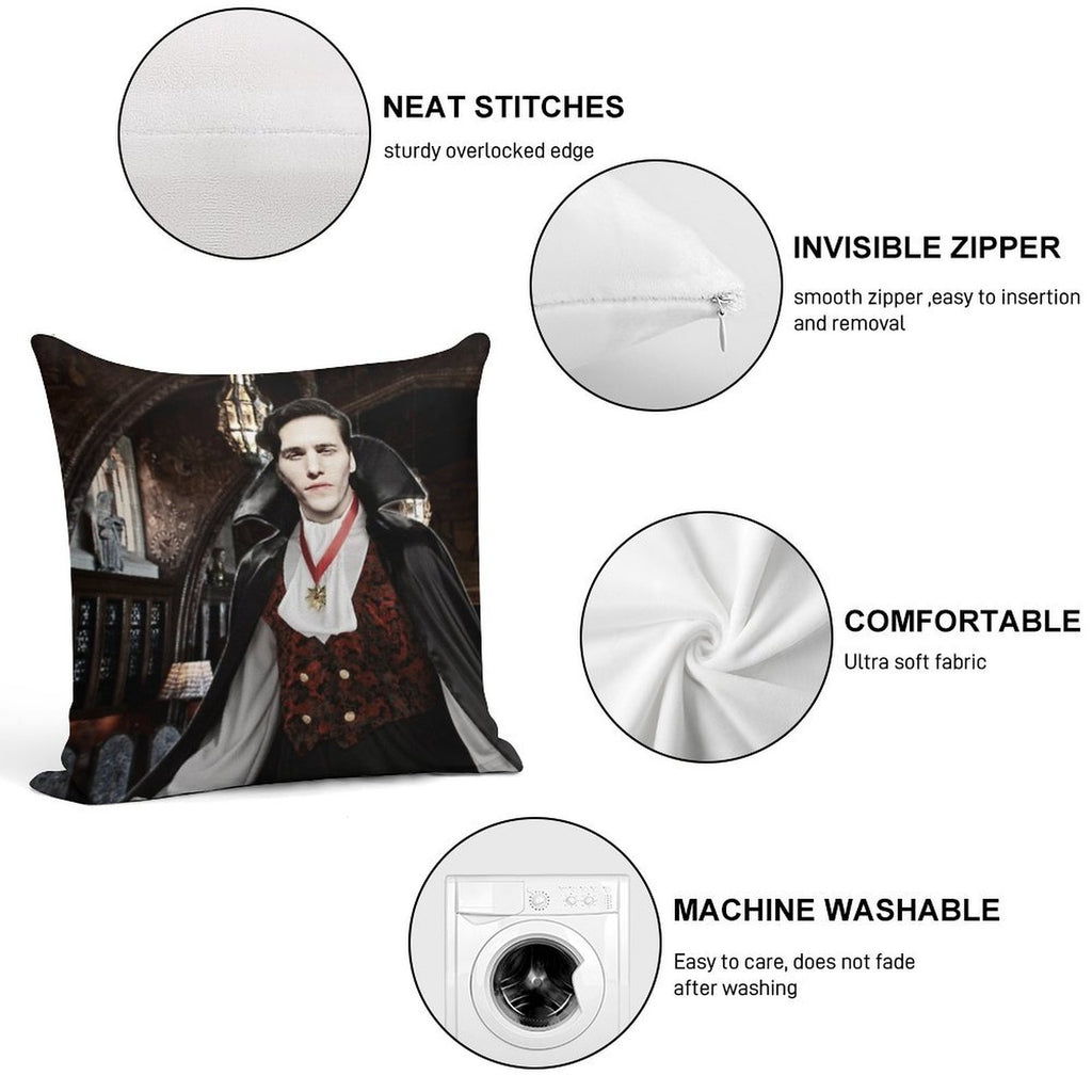 Vampire Jerma Alt. Soft Hidden Zipper Throw Pillow