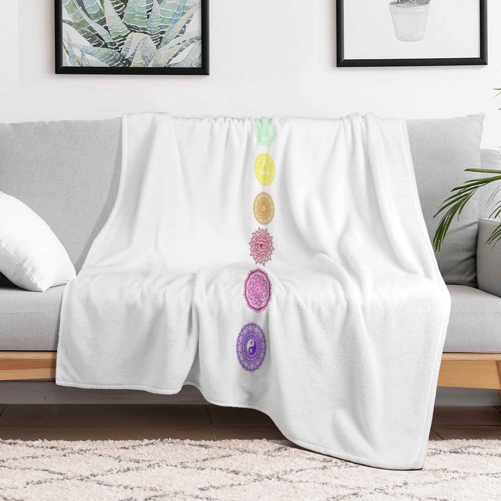 7 Chakras Design Easy Care Throw Blanket