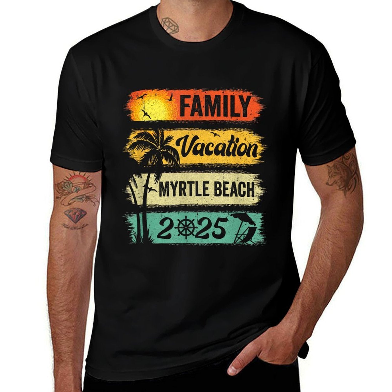 Family Myrtle Beach Vacation 2025 Funny Matching Group  Wrinkle-resistant T-Shirt