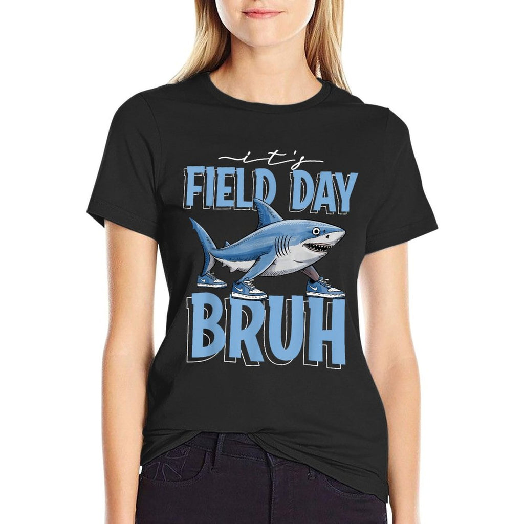 Its Field Day Bruh Funny Kids Shark Meme Wear Sneakers  Stretchy T-Shirt