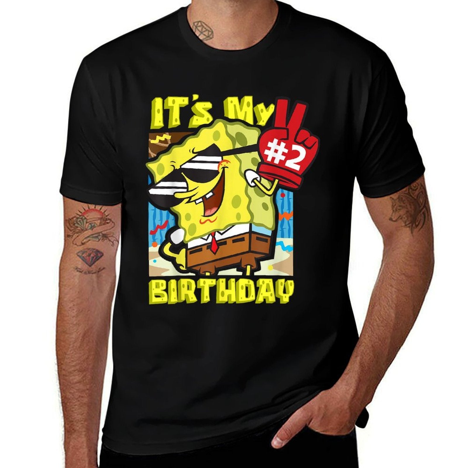 Mademark X SpongeBob SquarePants - SpongeBob 2nd Birthday It’s My Second Birthday Gift Boy Girl  Relaxed-fit T-Shirt