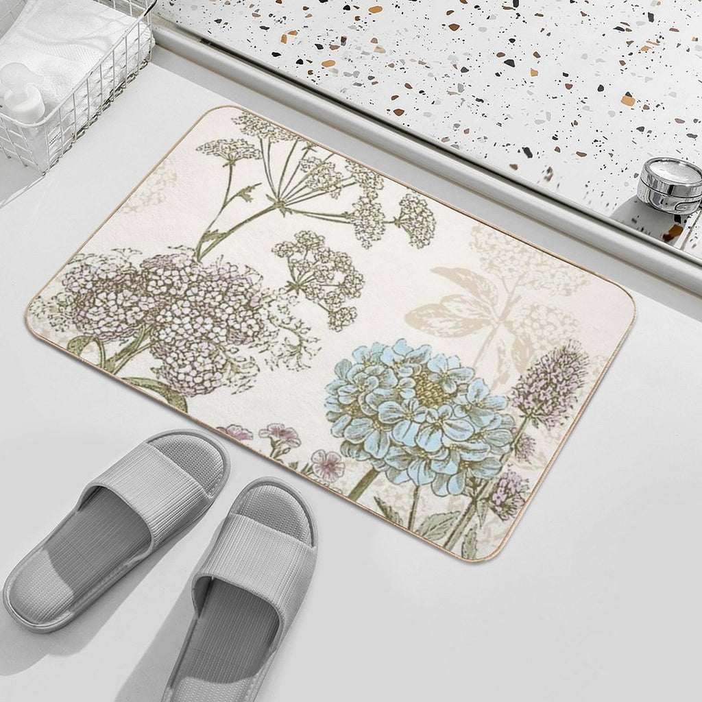 Blue Flower And Other Thing.  Repositionable Bath Mat