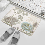 Blue Flower And Other Thing.  Repositionable Bath Mat