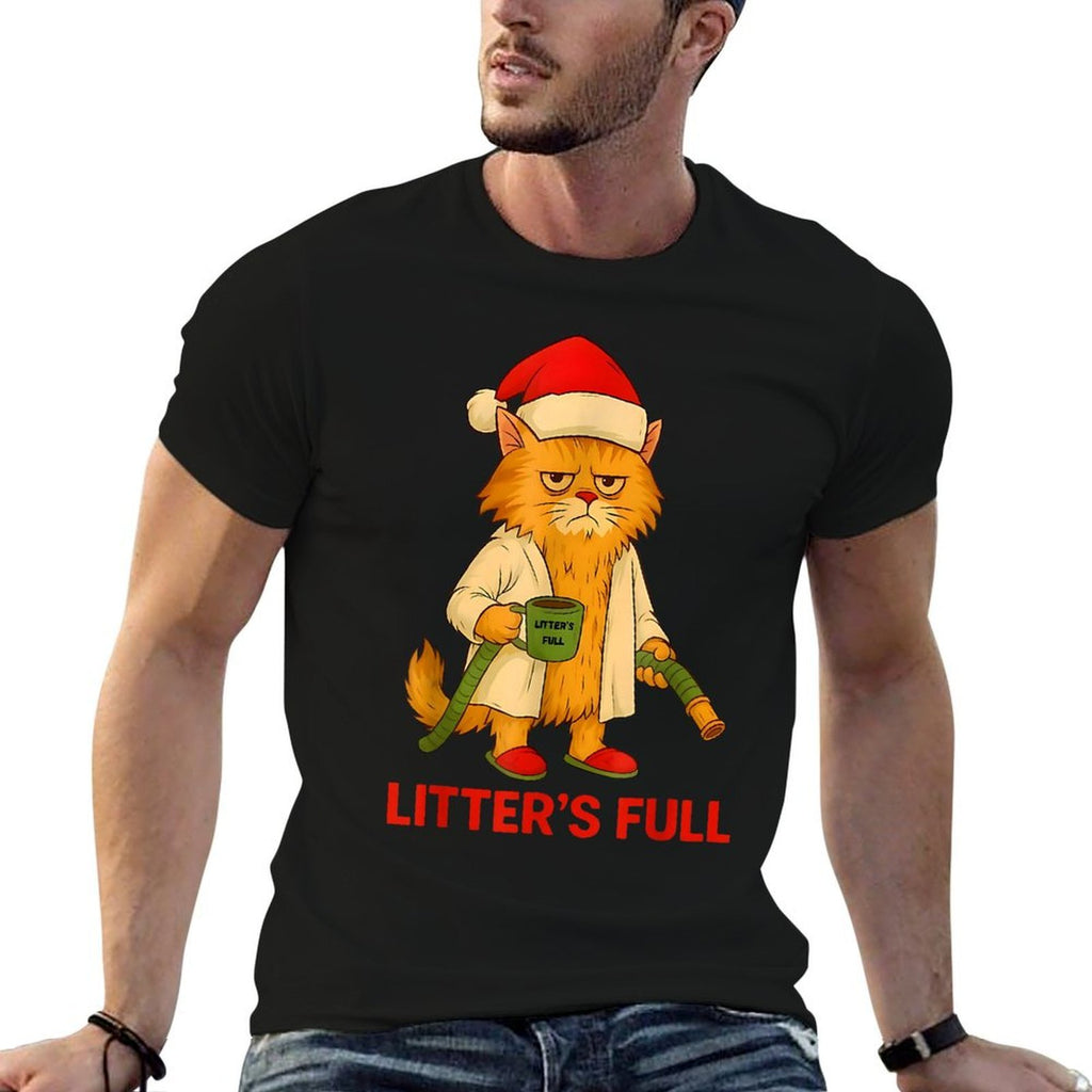 Litter’s Full Funny Christmas Cat Santa Claus Women Men  Affordable Price T-Shirt