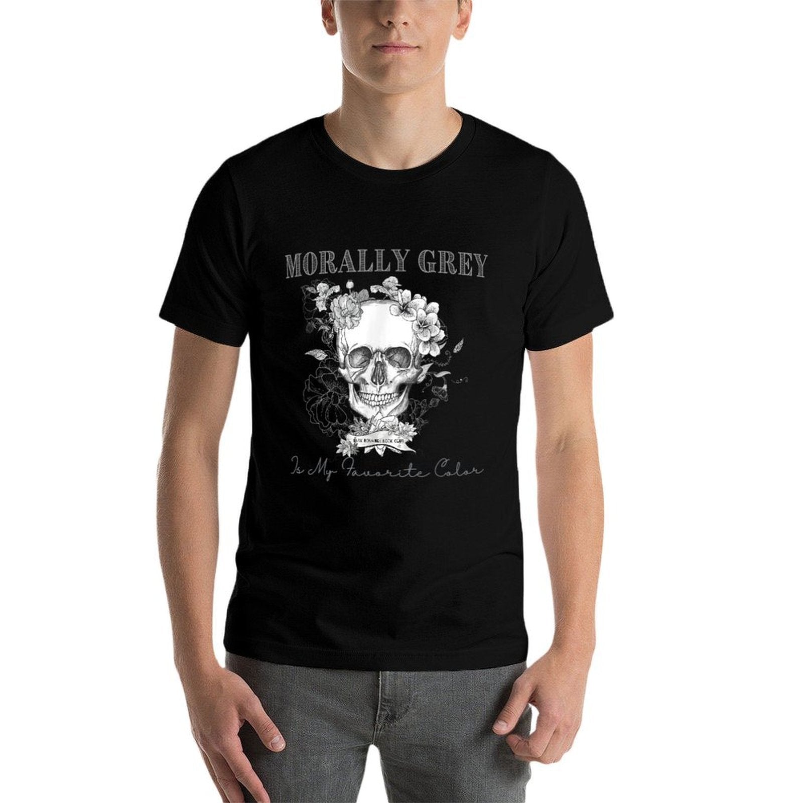 Morally Grey Is My Favorite Color Skeleton Funny Books Lover  Slim-fit Cut T-Shirt
