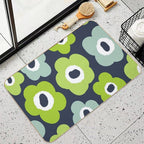Iconic Bold Scandinavian Floral Pattern in Green And Blue  Stain-Proof Bath Mat