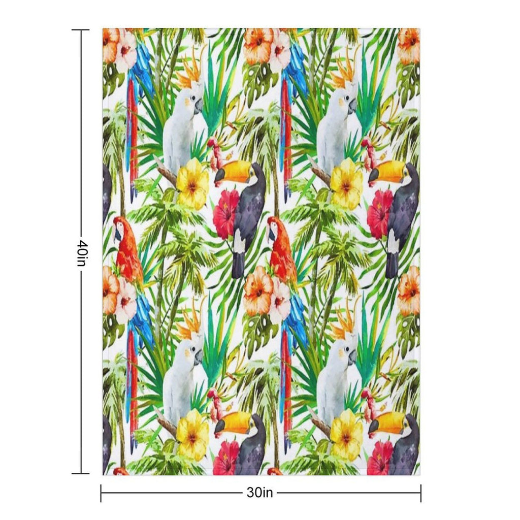 Tropical Parrot, Cockatoo And Toucan Rainforest Durable Throw Blanket