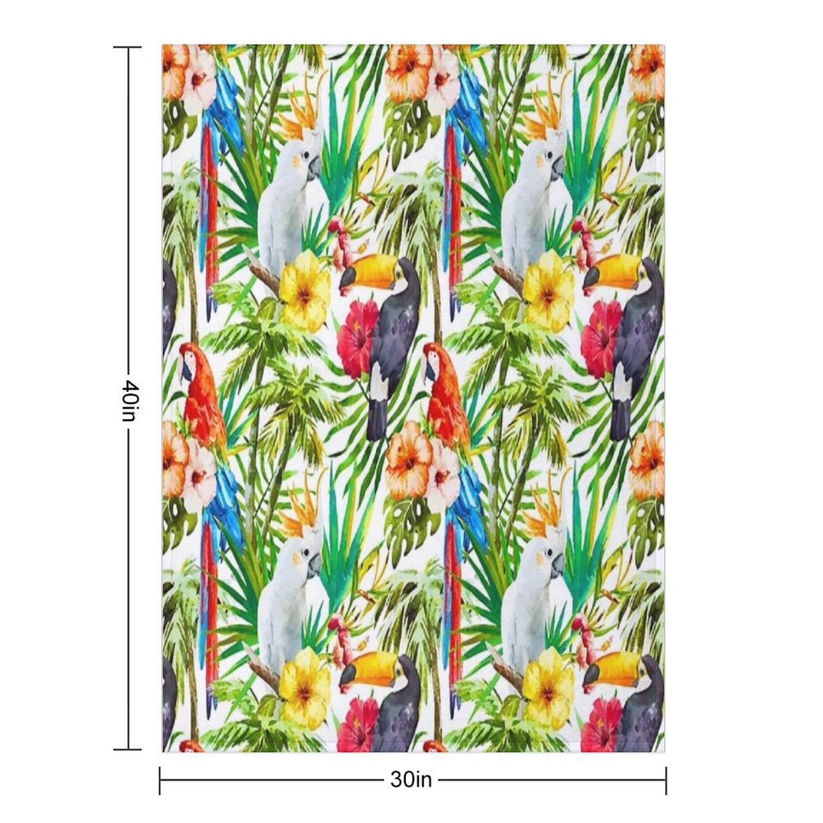 Tropical Parrot, Cockatoo And Toucan Rainforest Durable Throw Blanket