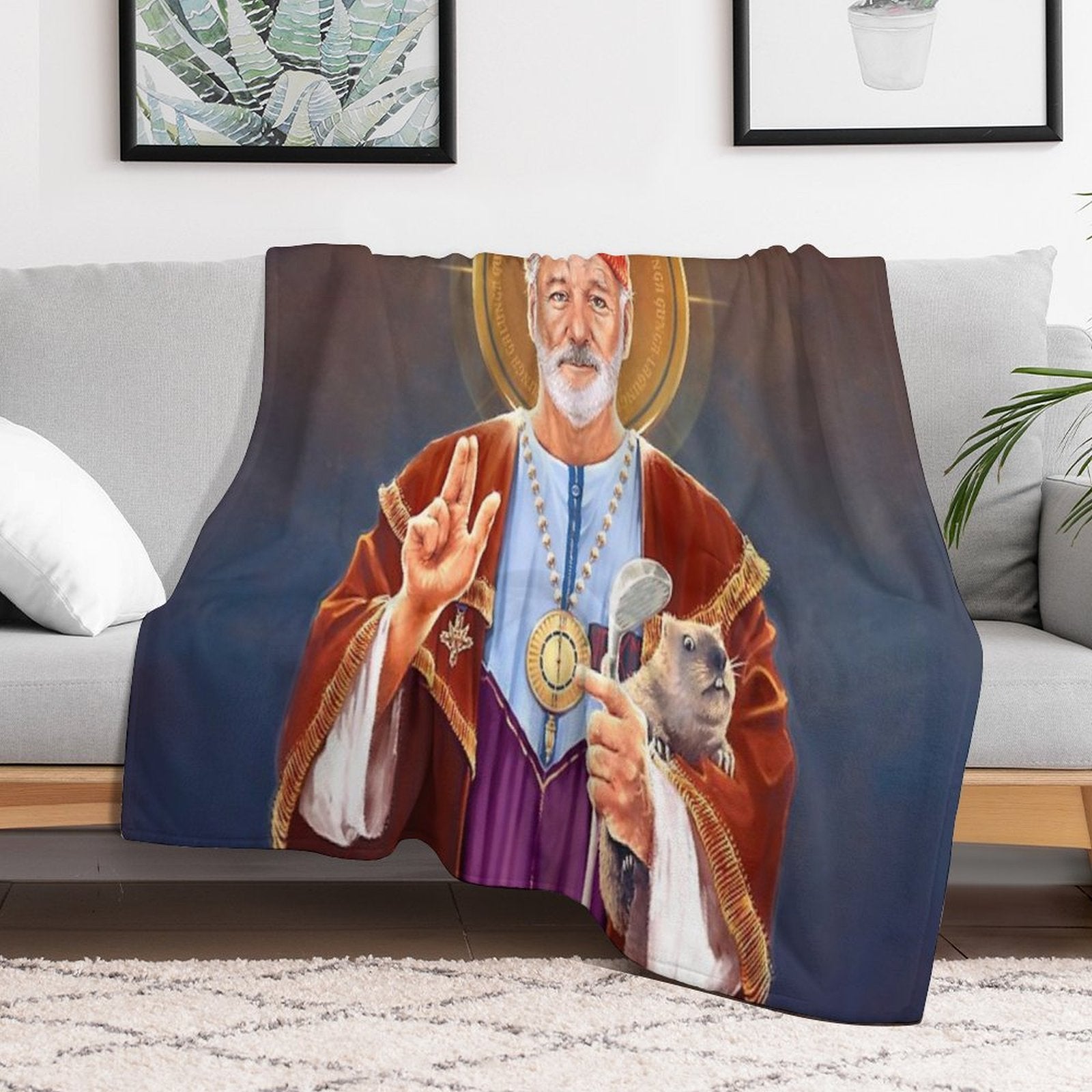 Saint Bill of Murray, Bill Murray Saint Original Religious Painting Wrinkle-free Throw Blanket