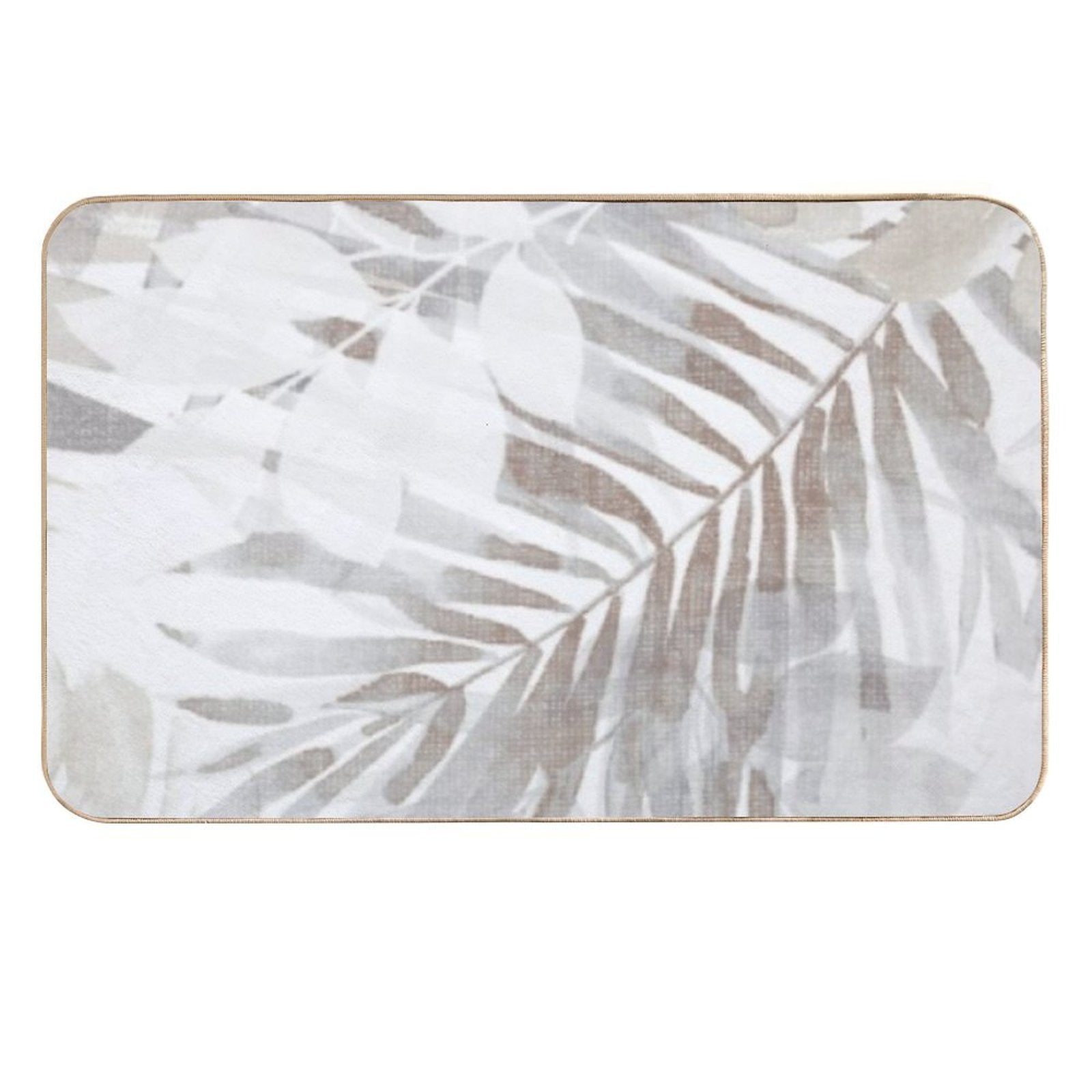 Beige Leaves Durable Bath Mat