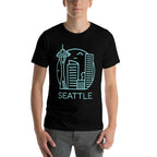 Simple Seattle Downtown Cityscape Emerald Color  Easy-care T-Shirt