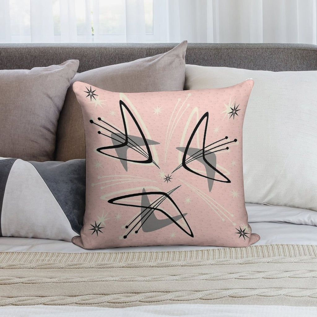 Atomic Boomerangs on Lunar Pink Soft Gift Ready Throw Pillow