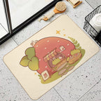 Strawberry Bakery Shop with Frogs  Repositionable Bath Mat