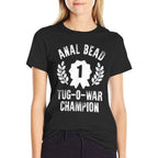 Bead Tug O War Champion Funny Saying Adult  Humor  Ribbed Collar T-Shirt