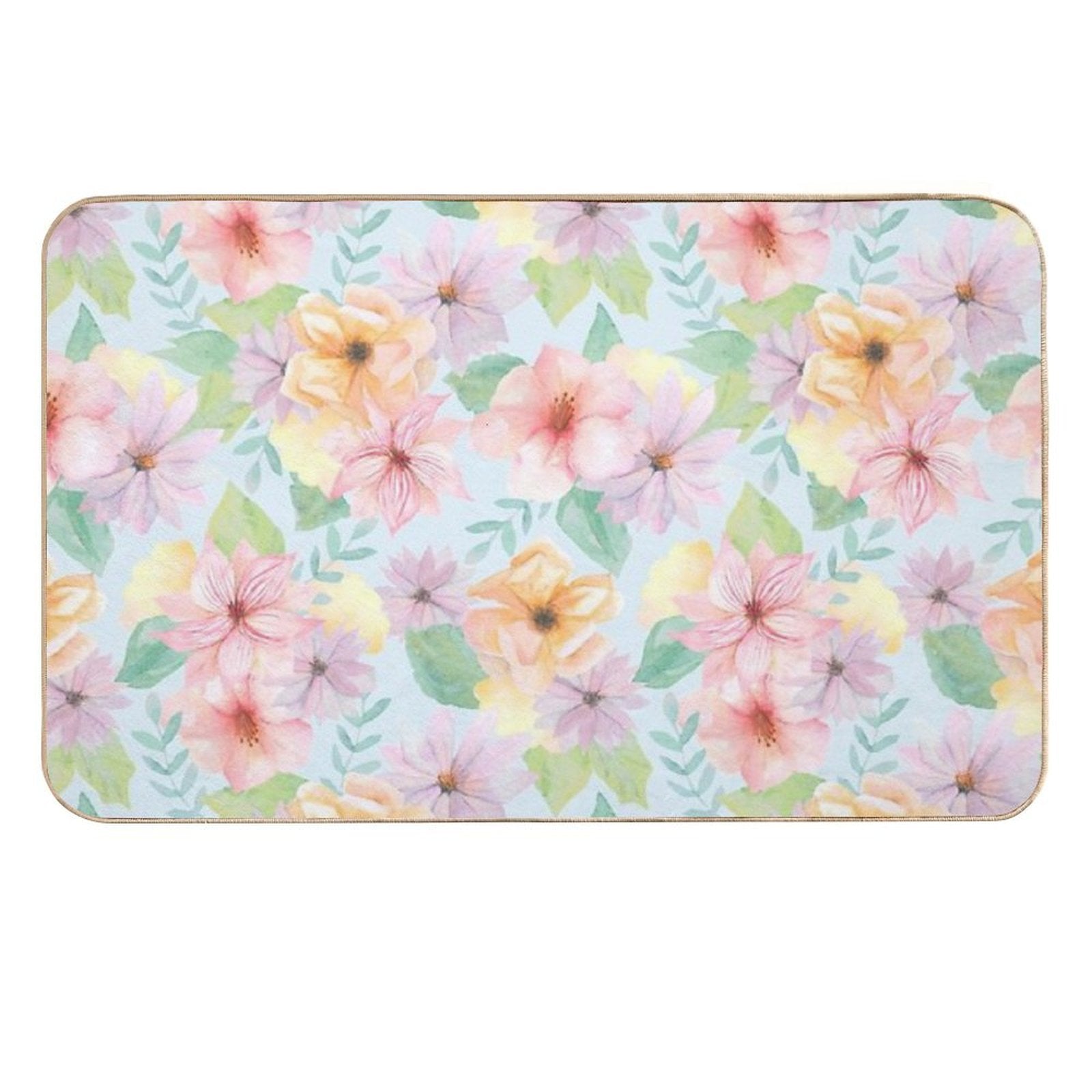Pastel Tropical Floral Pattern  Repositionable Bath Mat