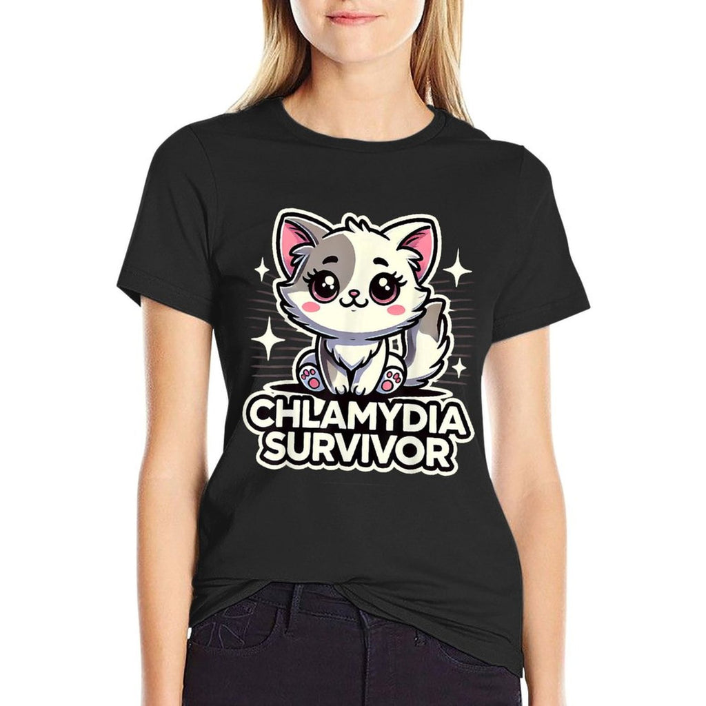 Funny Inappropriate Chlamydia Survivor Embarrassing Adult  Oversized Silhouette T-Shirt