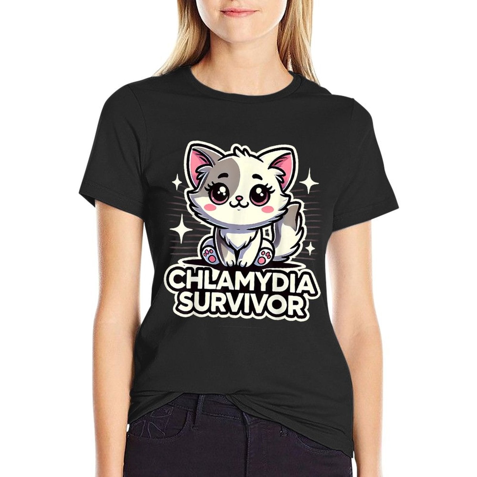 Funny Inappropriate Chlamydia Survivor Embarrassing Adult  Oversized Silhouette T-Shirt