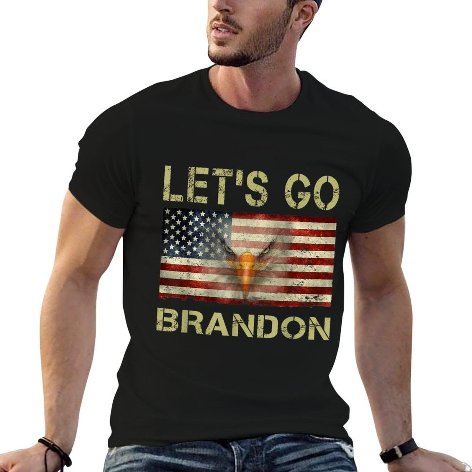 Let’s Go Brandon Conservative USA Funny  Heathered Texture T-Shirt