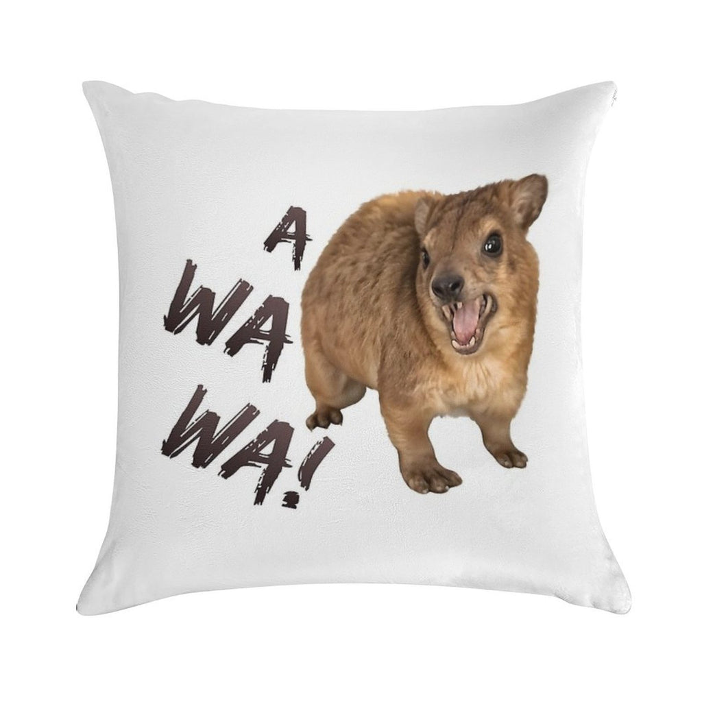 Awawa! Angry Screaming Hyrax Meme - Cute & Funny Soft Style Accent Throw Pillow