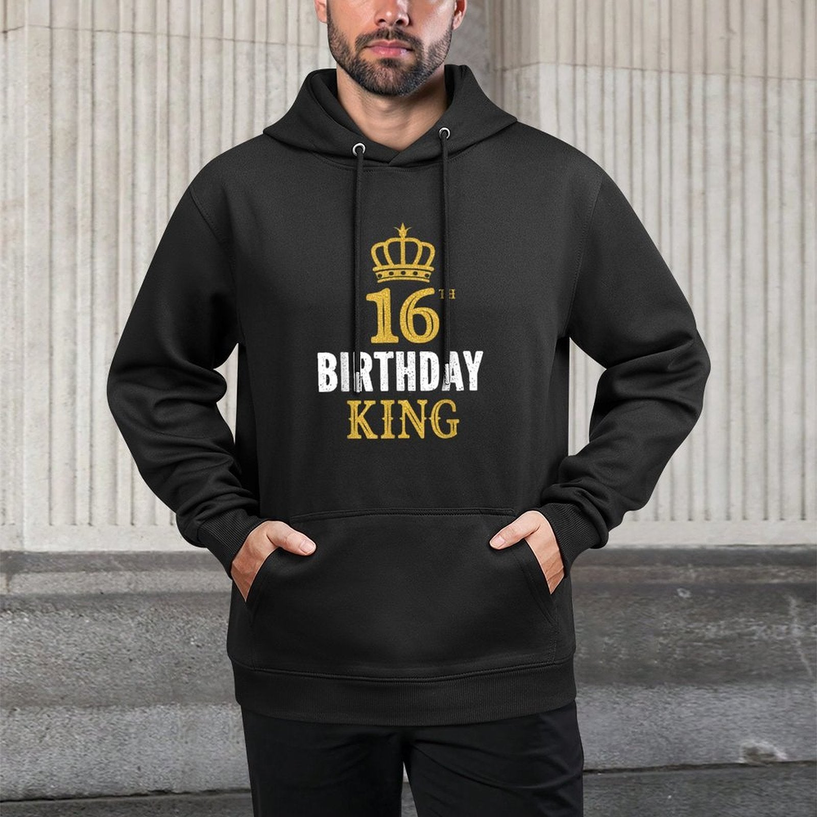 Happy 16th Birthday King 16 Years Old Party Ideas For Boys Medium-Weight Fabric Hoodie