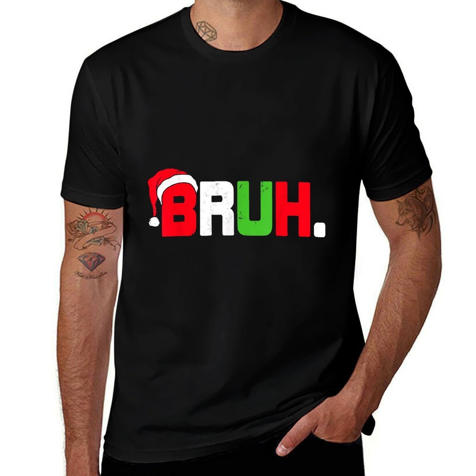 Bruh Santa Hat Forns Boys Girls Kids Men Funny Christmas  Odor-resistant T-Shirt