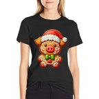 Funny Gingerbread Man Pig Christmas Womens Mens Kids  Oversized Silhouette T-Shirt