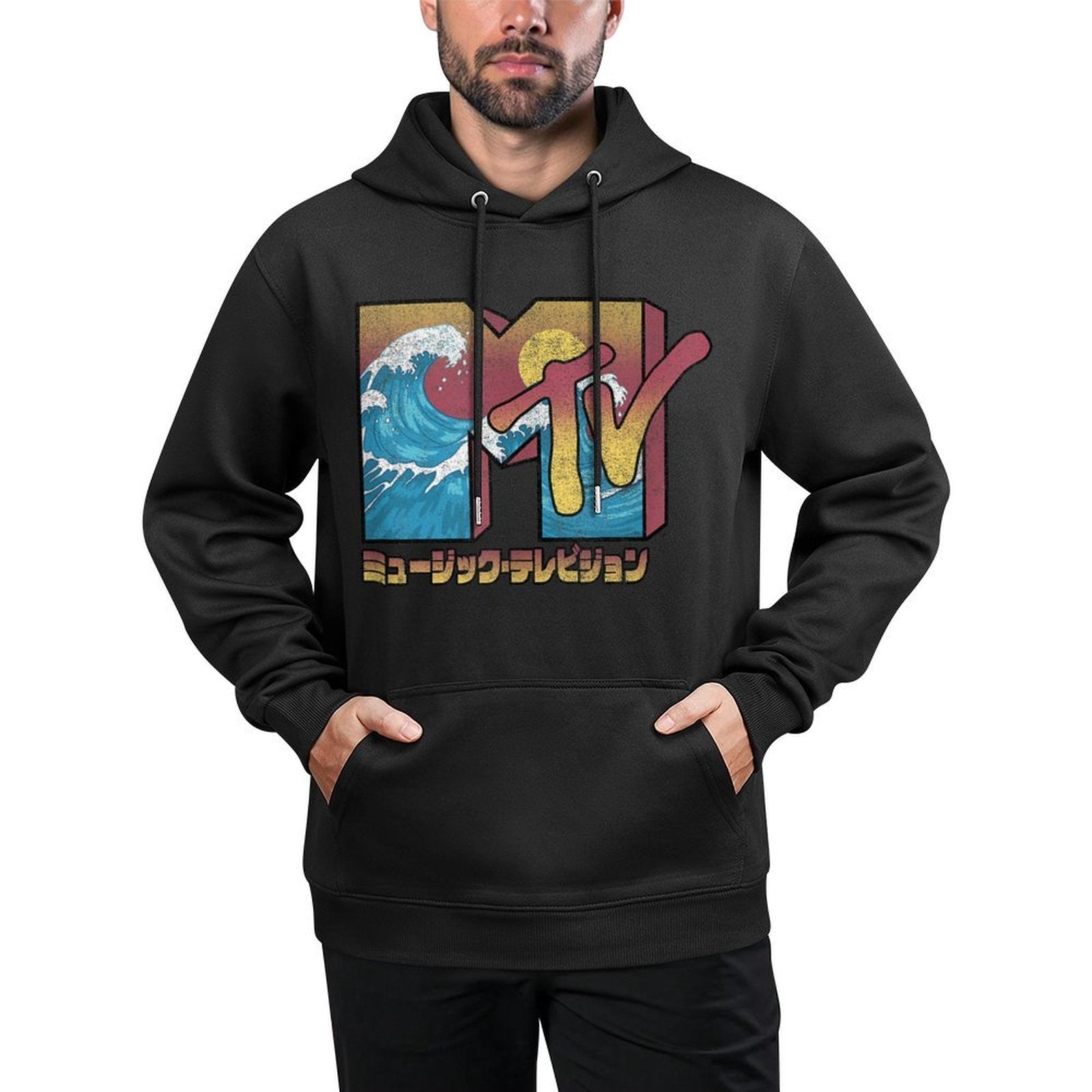 MTV Music Television Japan Wave Logo Pilling-Resistant Hoodie