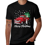 Red Truck Merry Christmas Tree Dalmatian Christmas  Slim-fit Cut T-Shirt
