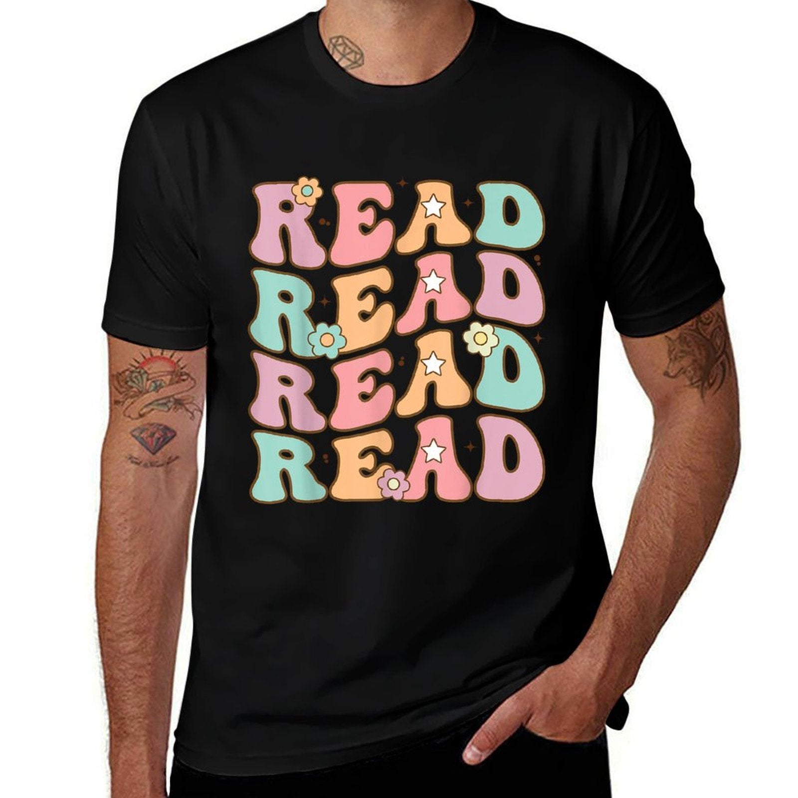 Read School Librarian Life Teacher Reading Groovy Read  Slim-fit Cut T-Shirt