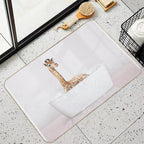 Baby Giraffe in Modern Bathtub Pink Print, Baby Giraffe Bathing, Animals in Bathtub Art by Synplus  Non-Slip Bath Mat