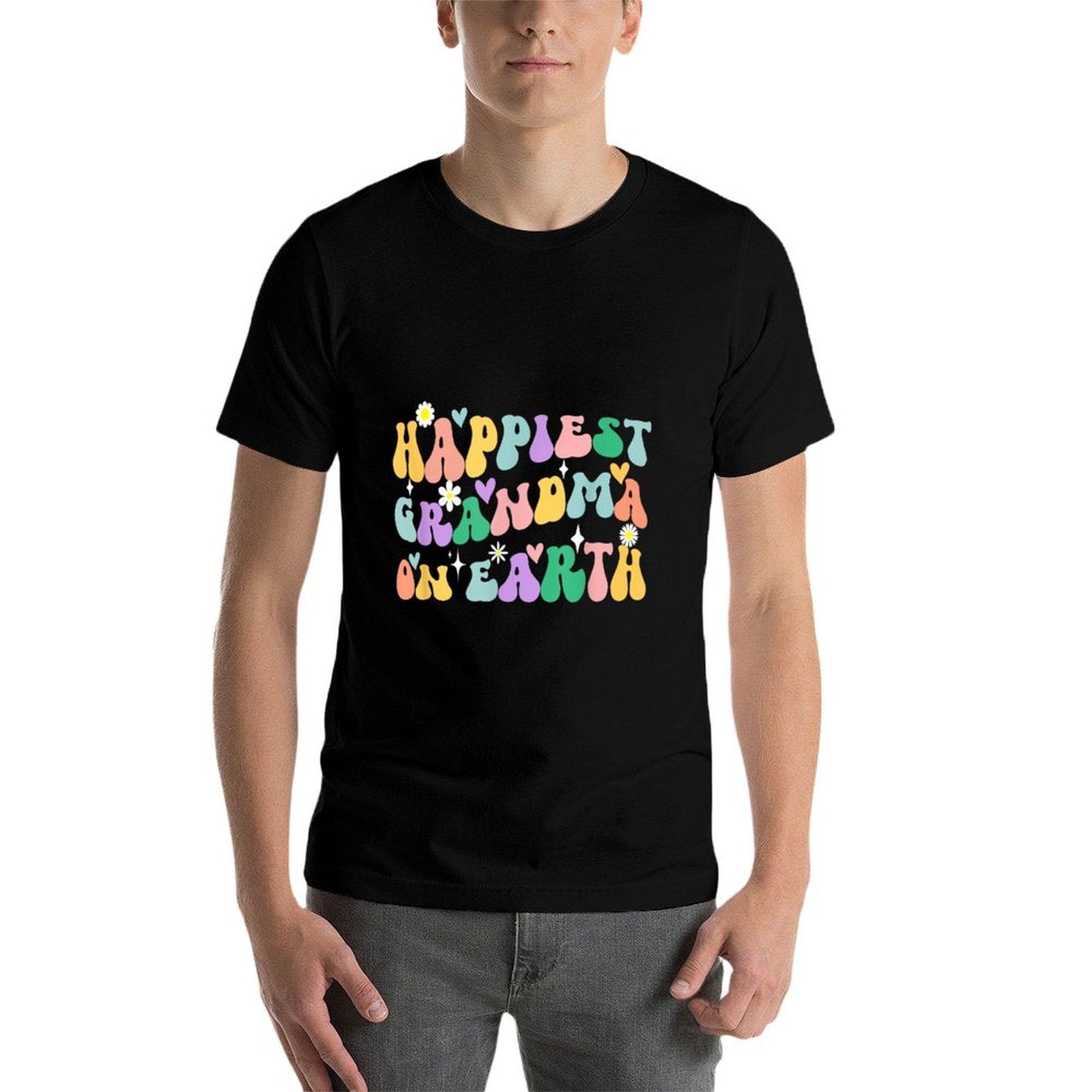 Retro Groovy Happiest Grandma On Earth For Family Trip  Stretchy T-Shirt