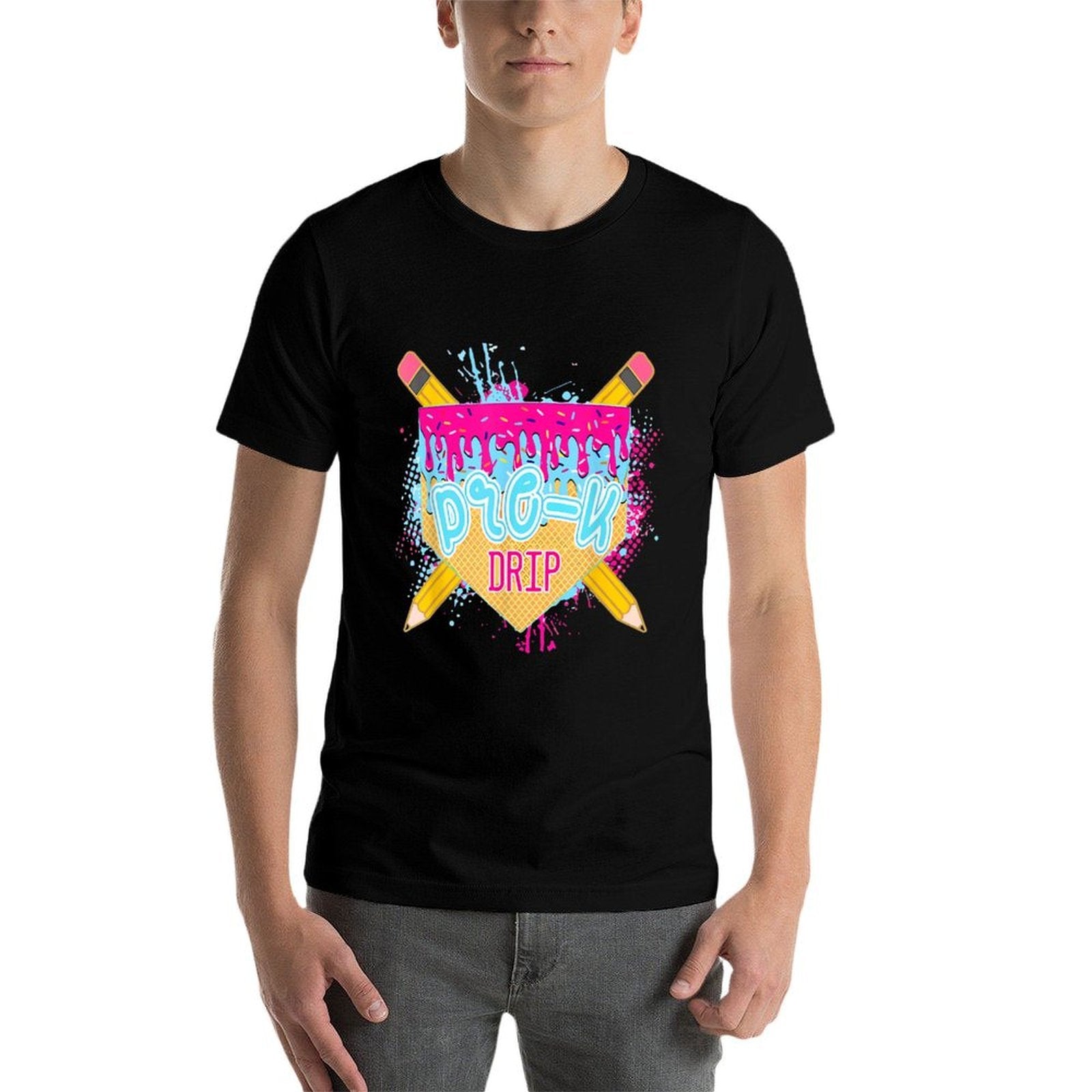 Retro Funny Back To School Boys Pre K Drip Ice Cream Student Comfortable T-Shirt