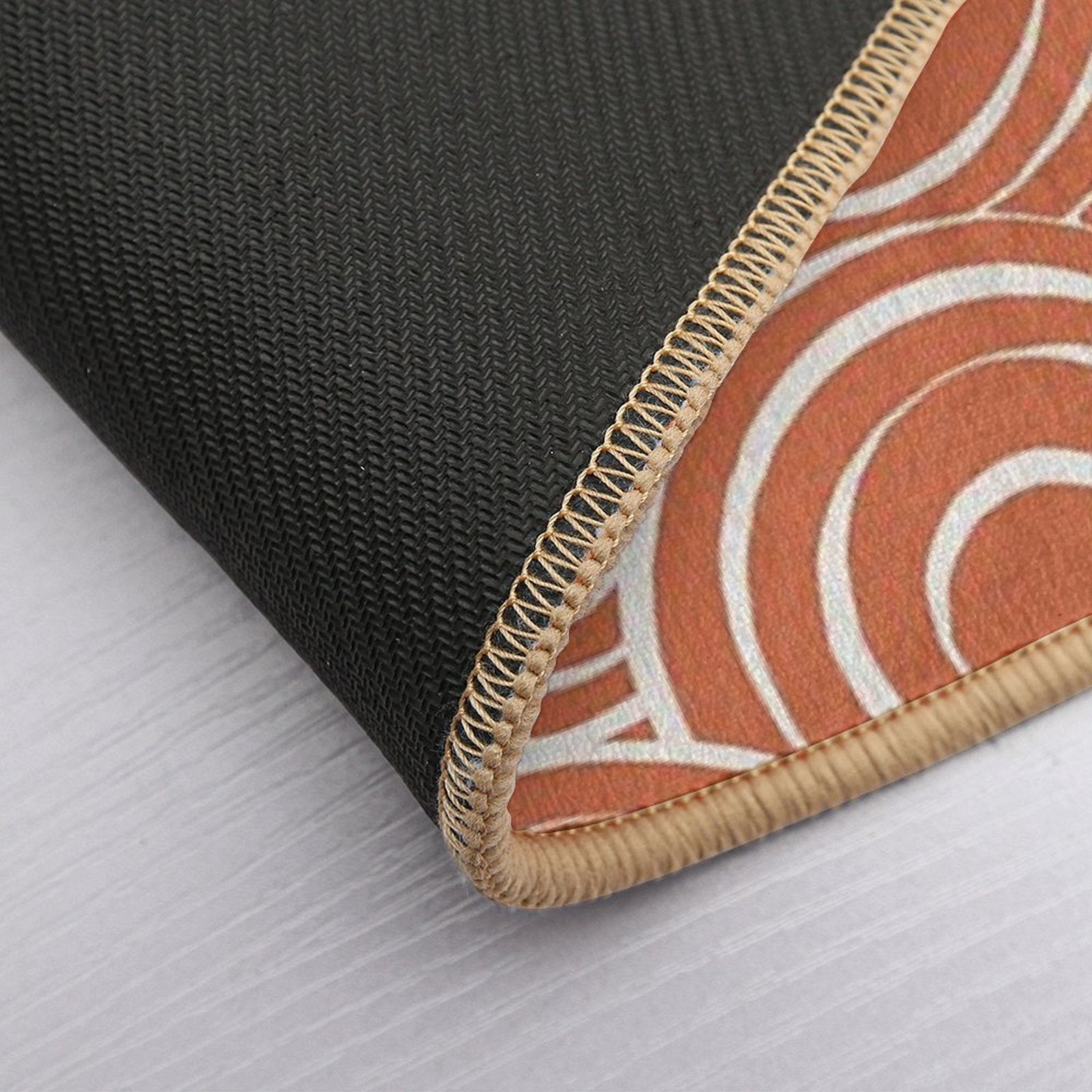 Terracotta And Beige Circles Pattern 02  Repositionable Bath Mat