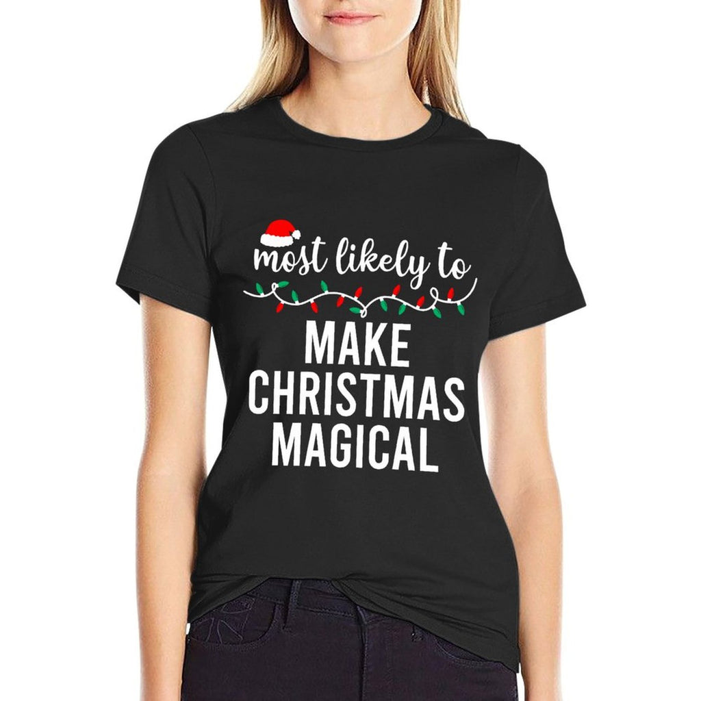 Most Likely to Christmas Matching Family Pajamas Funny  Oversized Silhouette T-Shirt