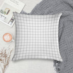 Grid White Gray Soft Luxury Feel Throw Pillow