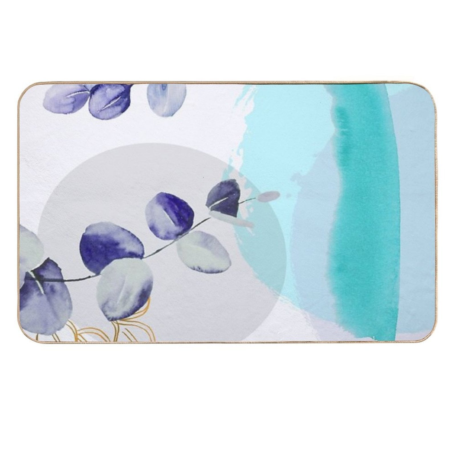 Botanical Boho Cyan Purple  Multi-Purpose Bath Mat