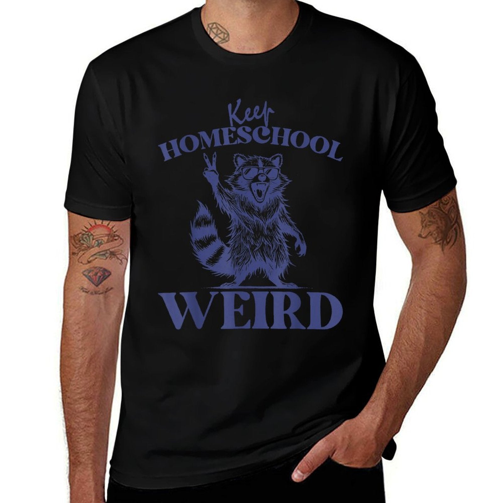 Keep Homeschool Weird Funny Retro Homeschool Mom Raccoon  Classic T-Shirt