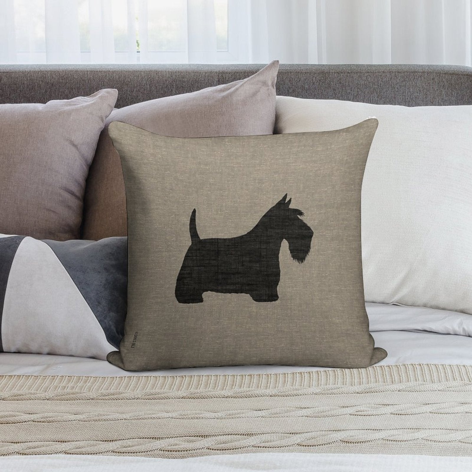 Scottish Terrier Silhouette(s) Black Scottie Dog Soft Multiple Sizes Throw Pillow