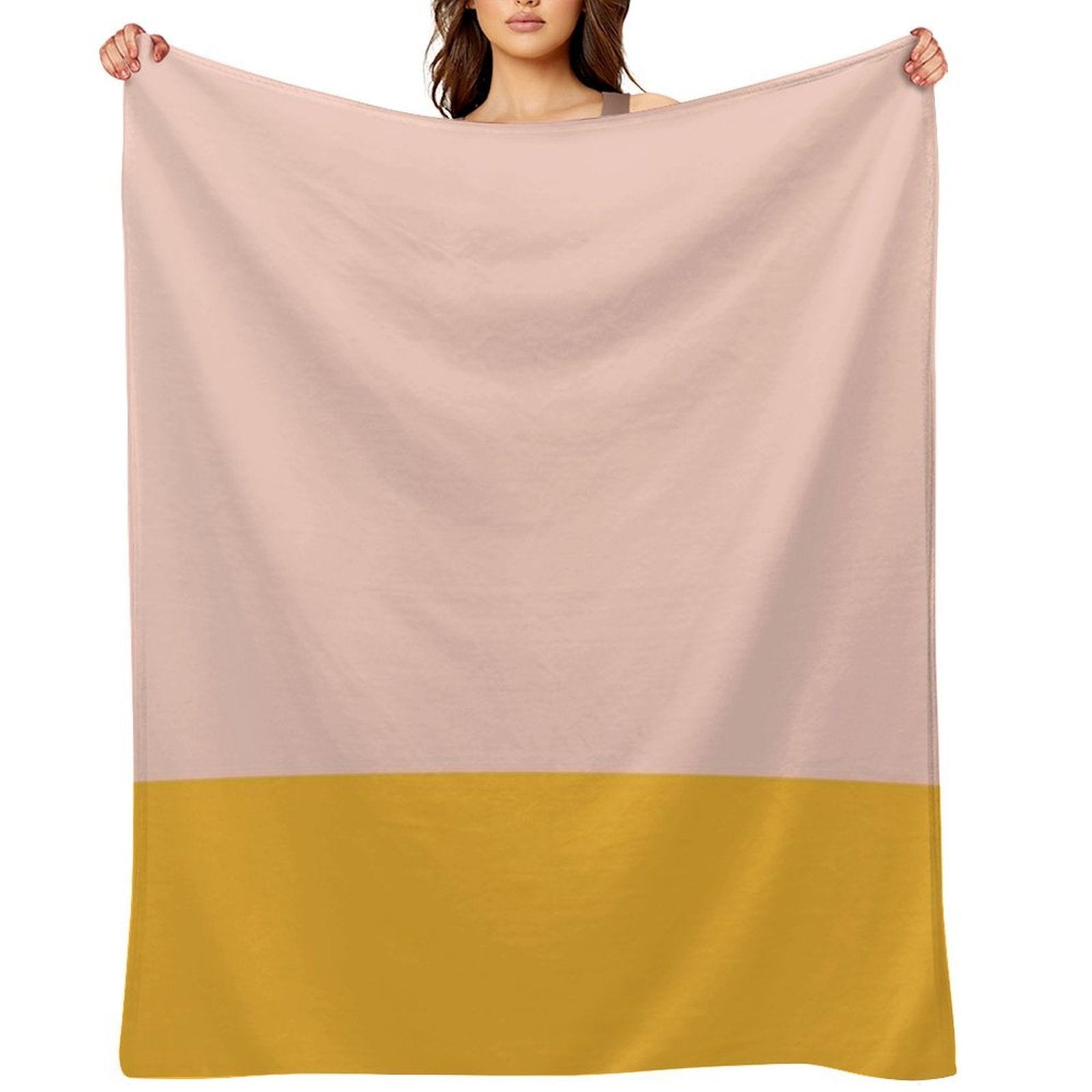 Blush Pink And Mustard Yellow Minimalist Color Block Gift-ready Throw Blanket