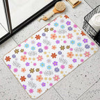 Flowers Design Pattern, Isolated in White Background  Multi-Purpose Bath Mat