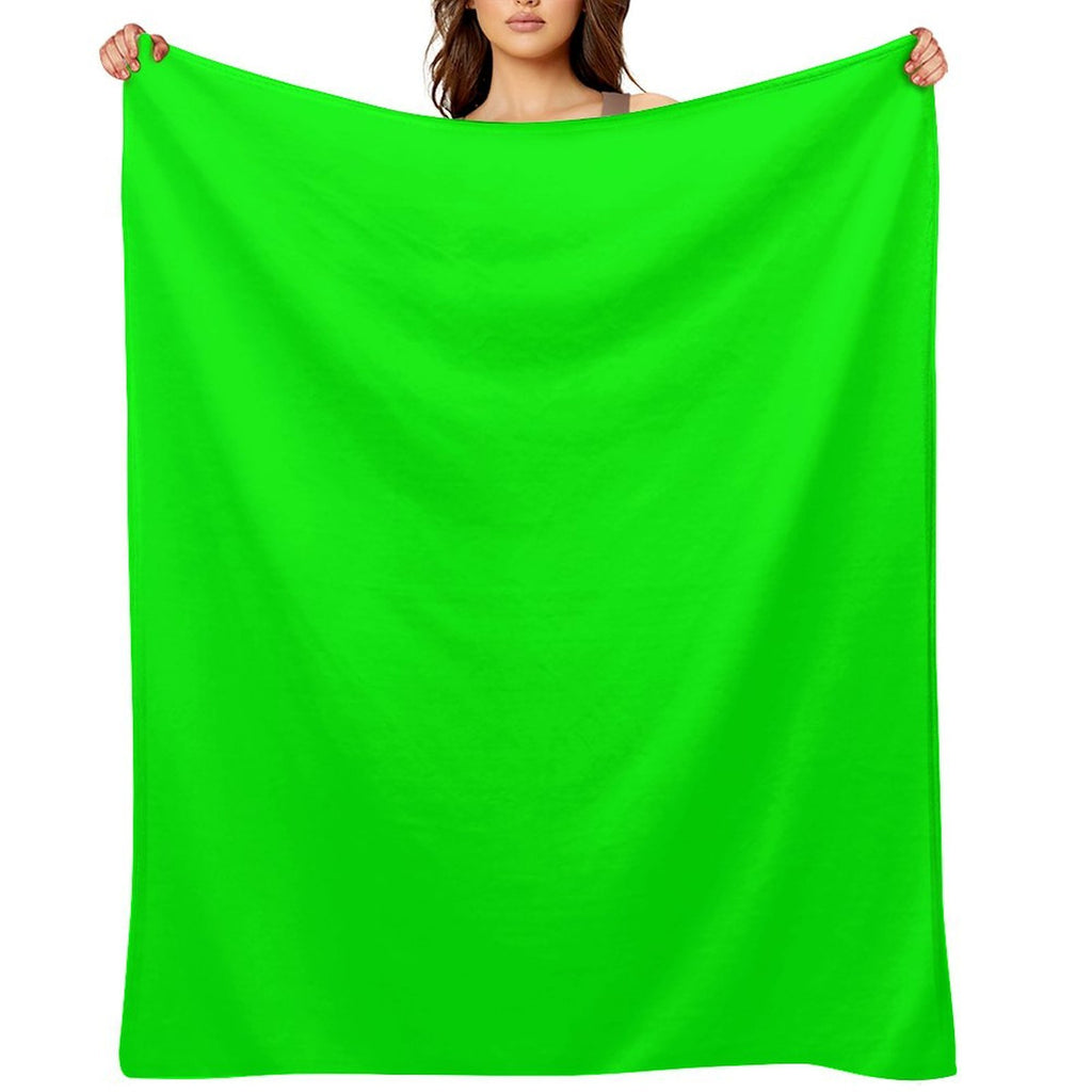 PLAIN SOLID COLOR BRIGHTEST NEON ELECTRIC GREEN Durable Throw Blanket