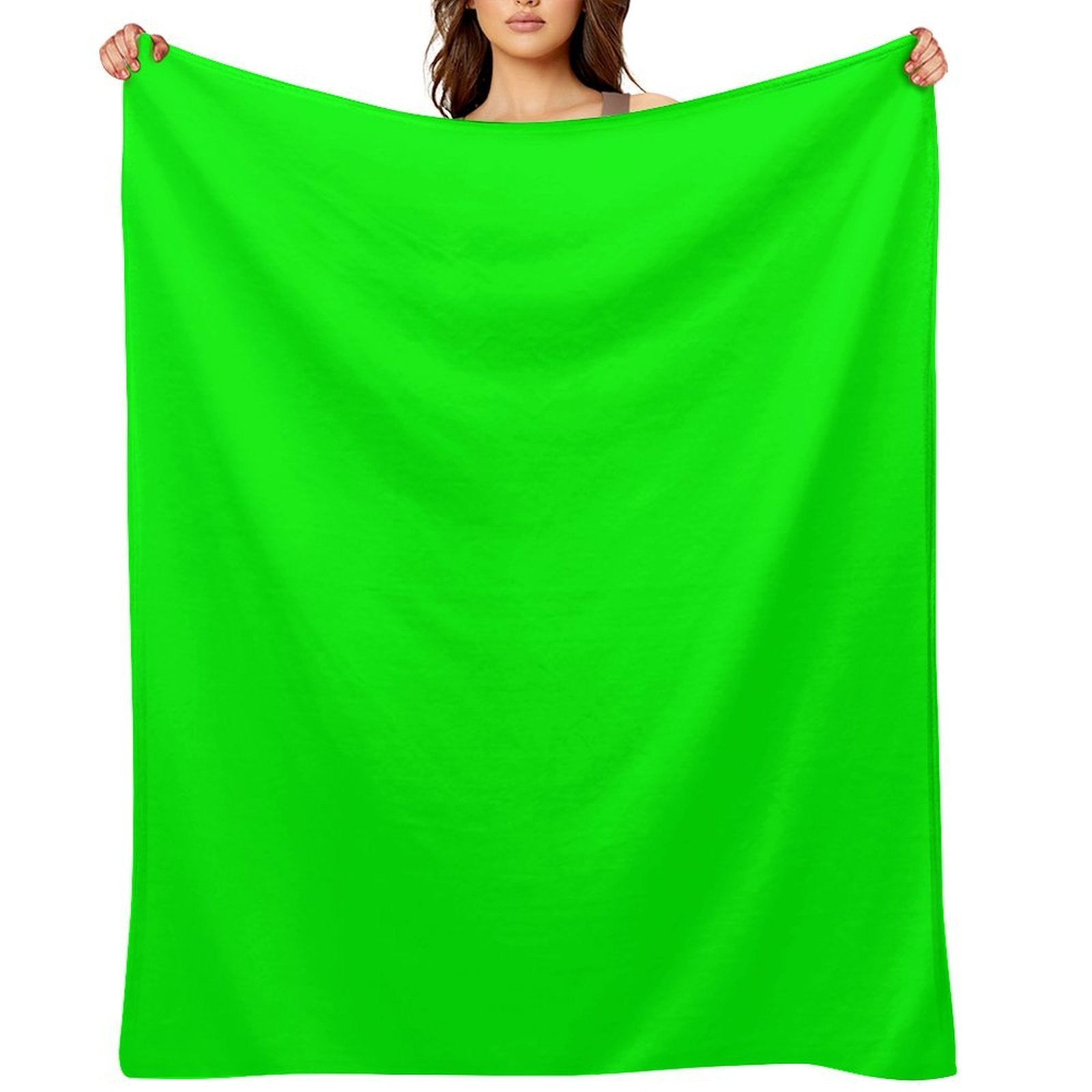 PLAIN SOLID COLOR BRIGHTEST NEON ELECTRIC GREEN Durable Throw Blanket