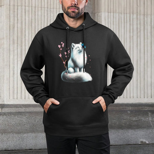 Arctic Japanese Fox Kawaii Cherry Blossom Flower Sakura All-Day Comfort Hoodie