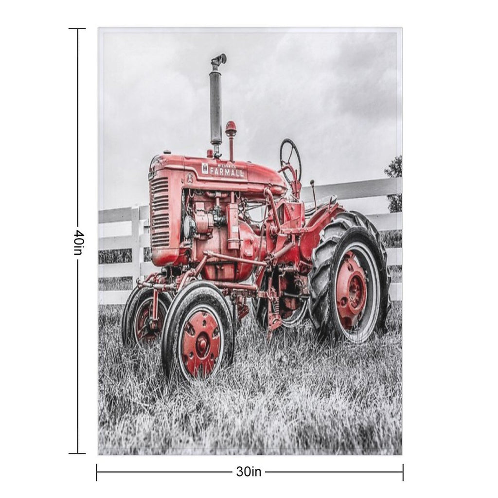 A Tractor Color Isolation Multi-functional Throw Blanket